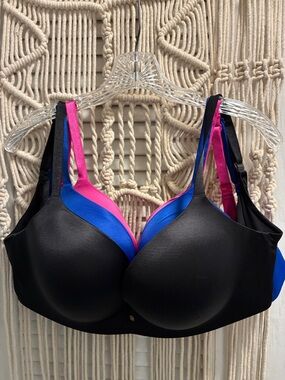 3 Victorias Secret wireless Bras - Black, Blue, Pink - 36DDD (F)